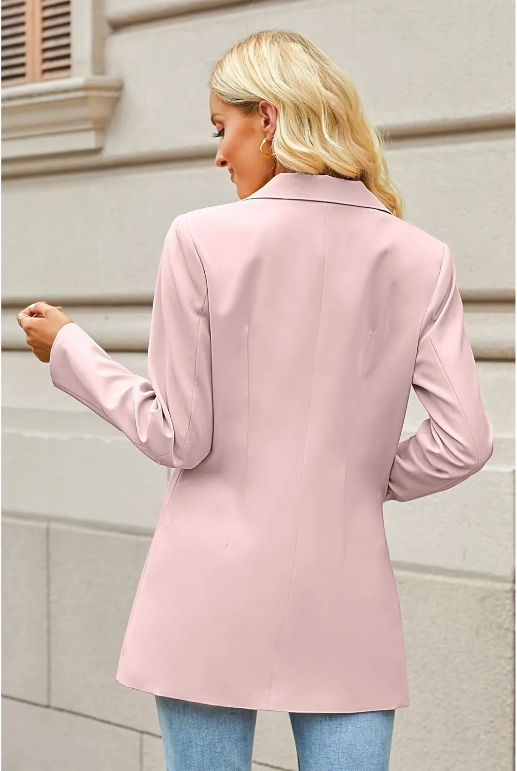 luvamia Blazers for Women Business Casual Long Blazer Jackets Dressy Work Professional Office Outfits Lapel Pockets