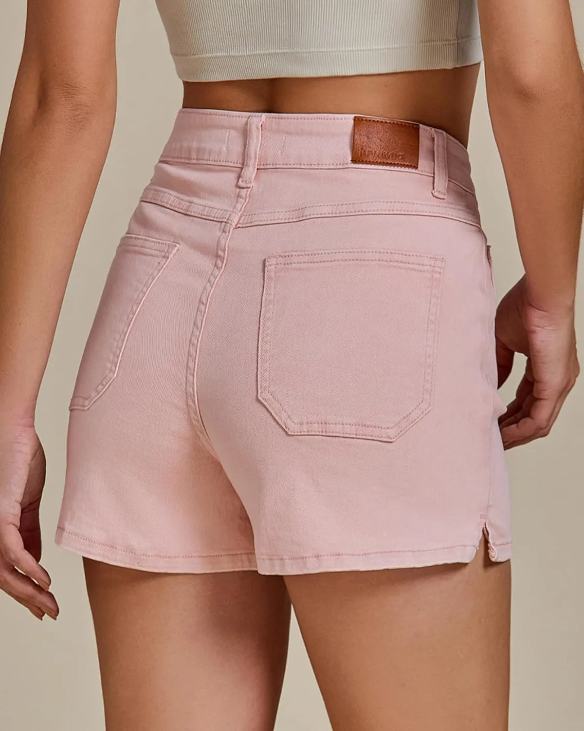 luvamia Jean Shorts Womens High Waisted Trendy Button Fly Patch Pocket Side Split Casual Summer Stretchy Denim Shorts