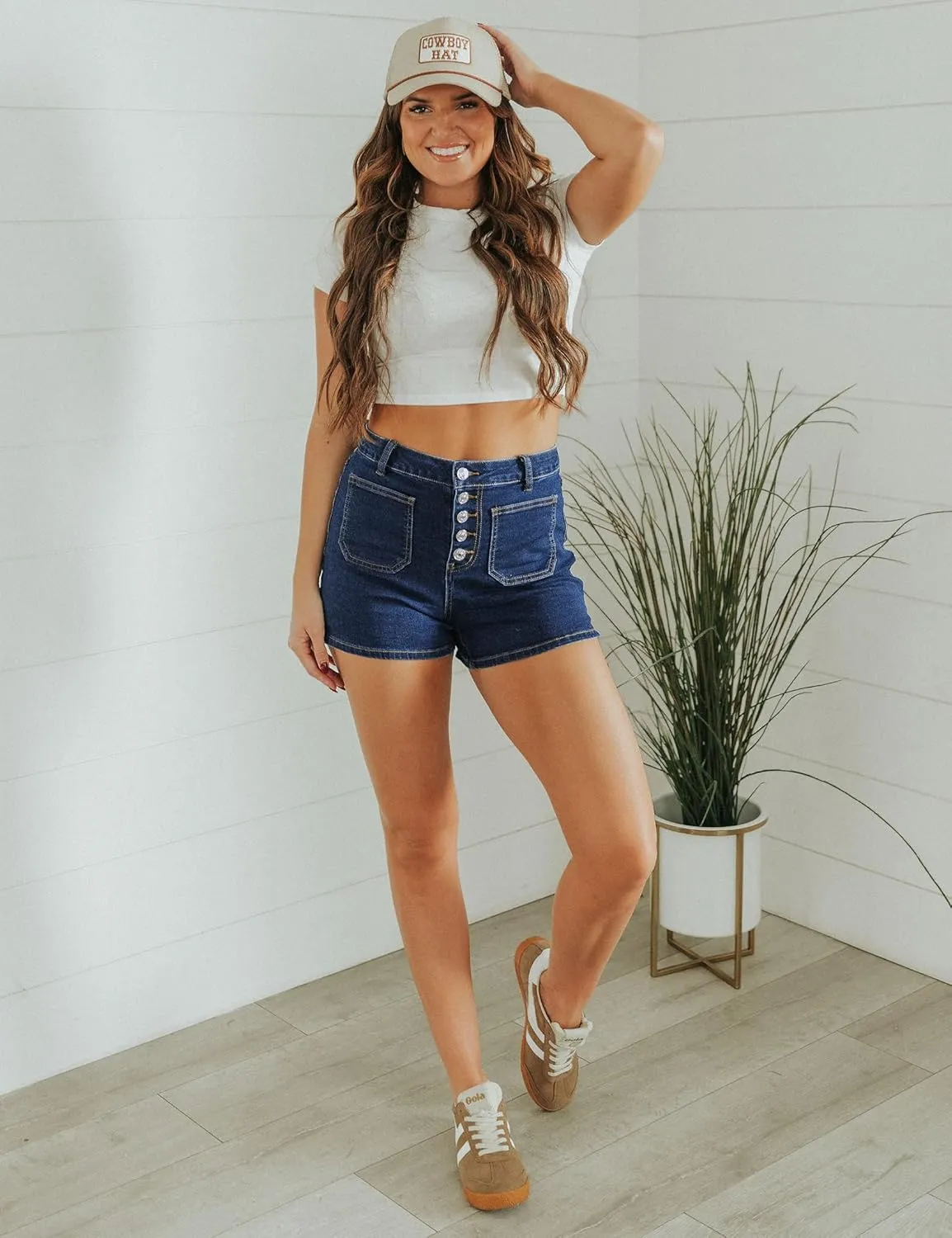 luvamia Jean Shorts Womens High Waisted Trendy Button Fly Patch Pocket Side Split Casual Summer Stretchy Denim Shorts