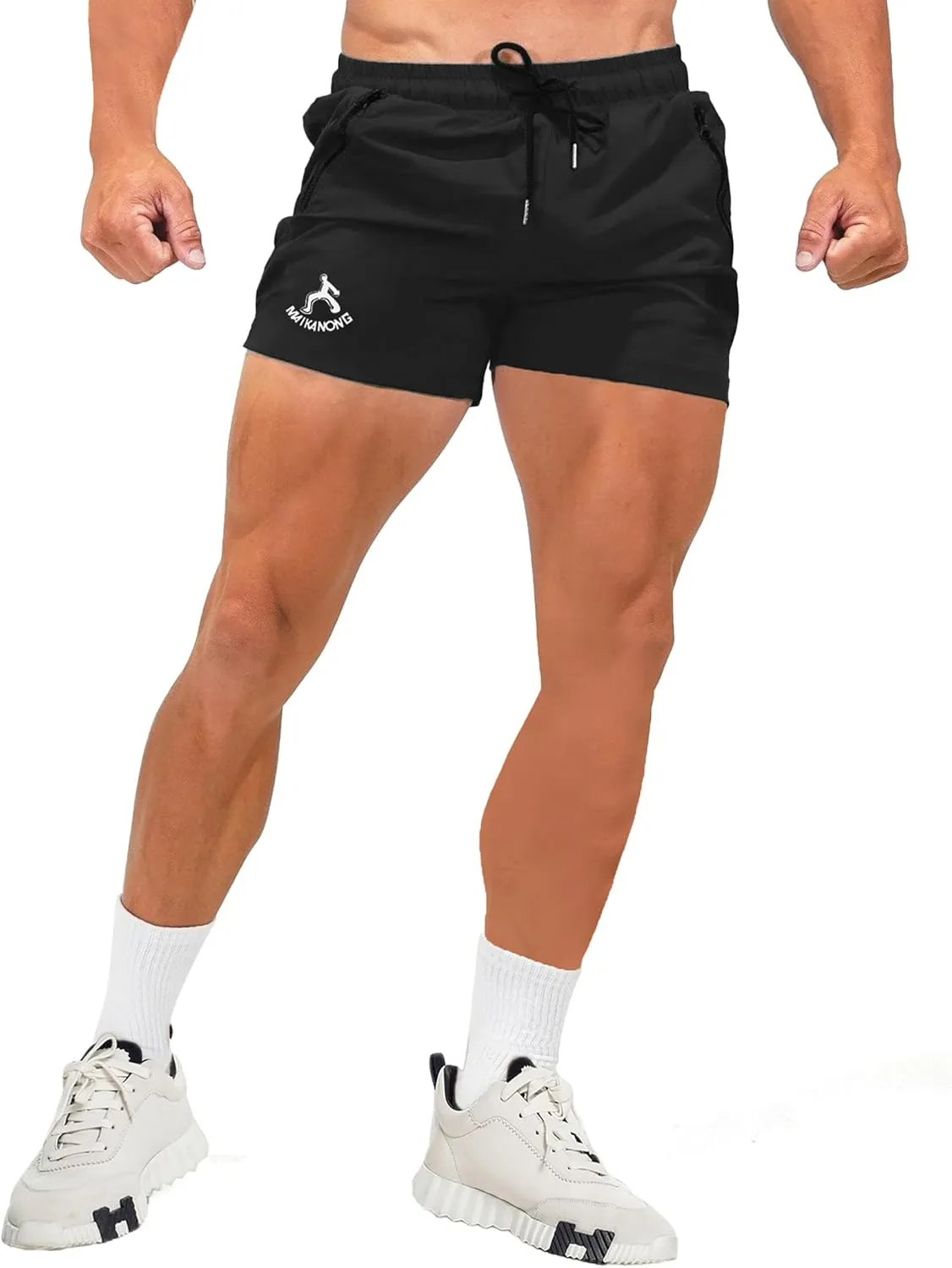 MAIKANONG Mens Workout Gym Shorts Quick Dry Running Shorts with Liner Training Athletic Shorts with Zipper Pockets