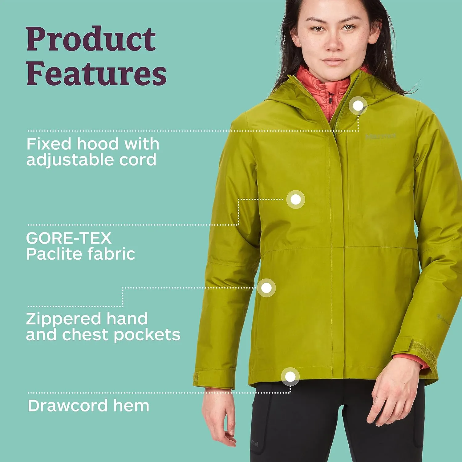 MARMOT Women's GORE-TEX Minimalist Rain Jacket - Packable, Breathable, Durable Wind & Water Protection