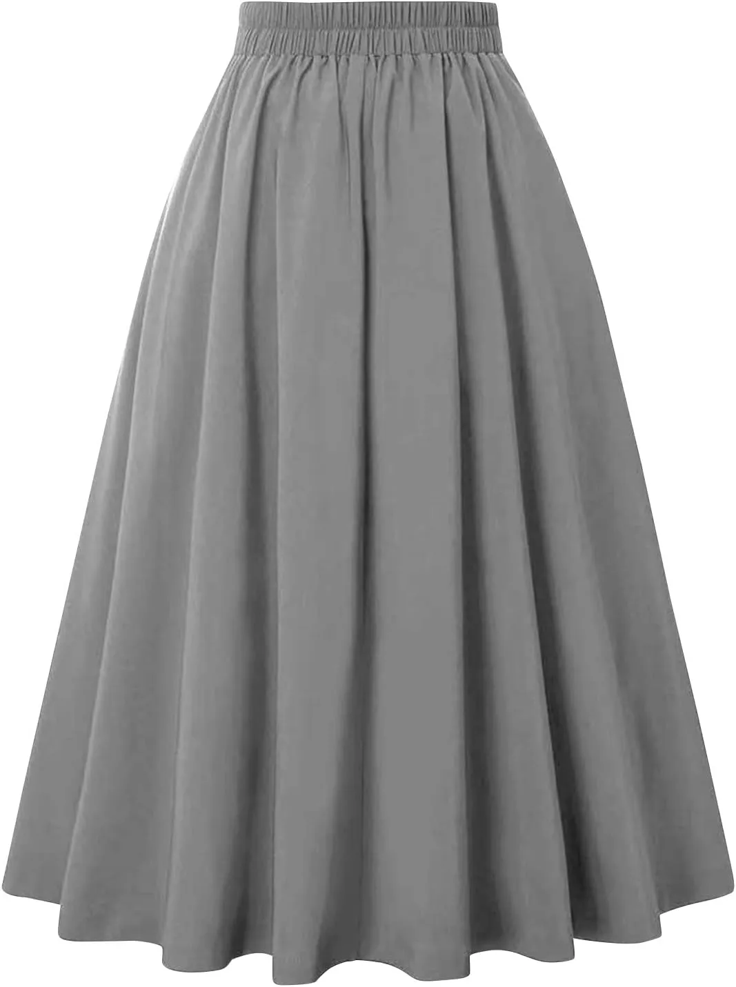 Maxi Skirt Womens Summer Fall High Elastic Waist Pleated Dresses Casual Flared Midi A Line Lady Skirt for Women Trendy