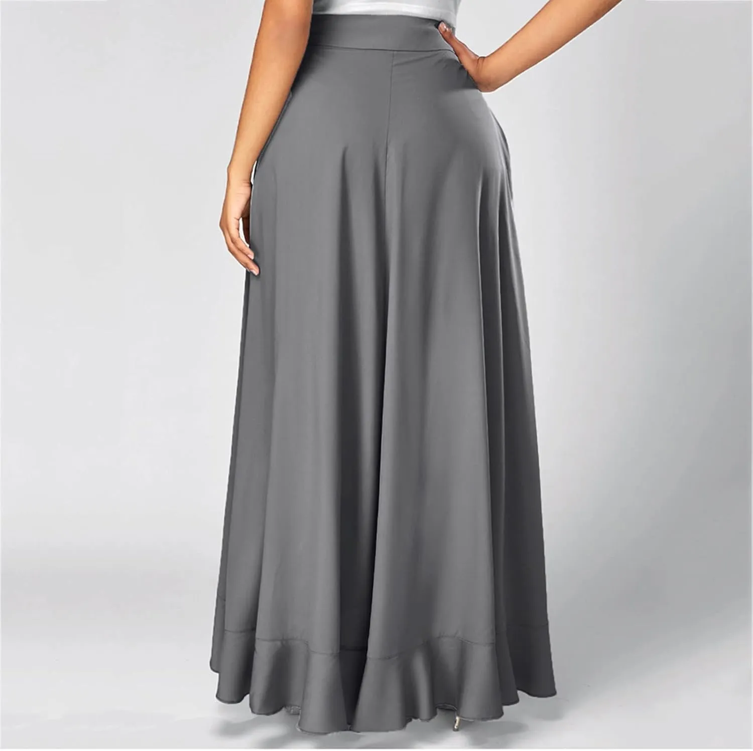 Maxi Skirts for Women Retro High Waist Layered Swing Skirt Elegant Irregular Ruffle Ankle Skirt Fall Winter Skirts