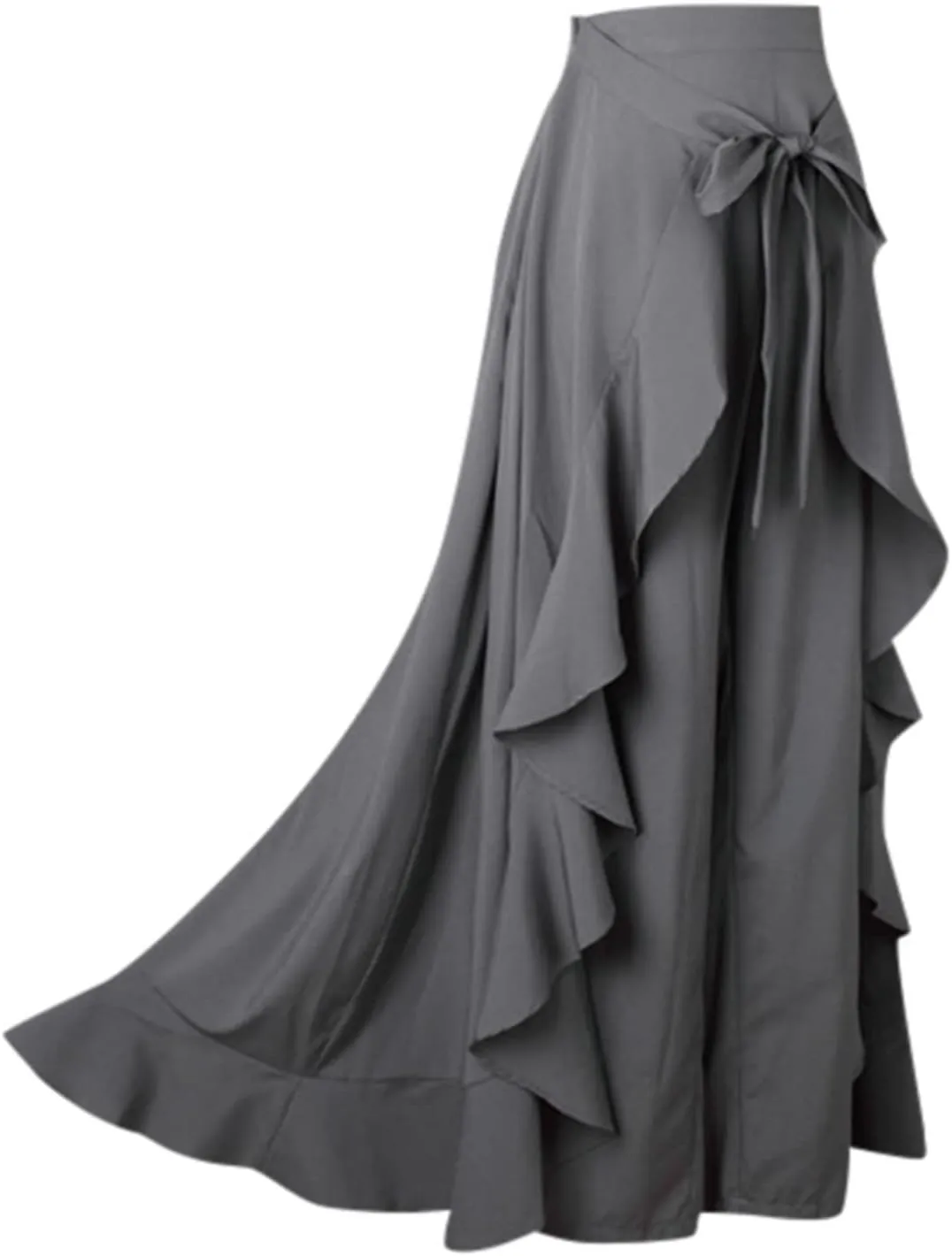 Maxi Skirts for Women Retro High Waist Layered Swing Skirt Elegant Irregular Ruffle Ankle Skirt Fall Winter Skirts