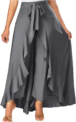 Maxi Skirts for Women Retro High Waist Layered Swing Skirt Elegant Irregular Ruffle Ankle Skirt Fall Winter Skirts