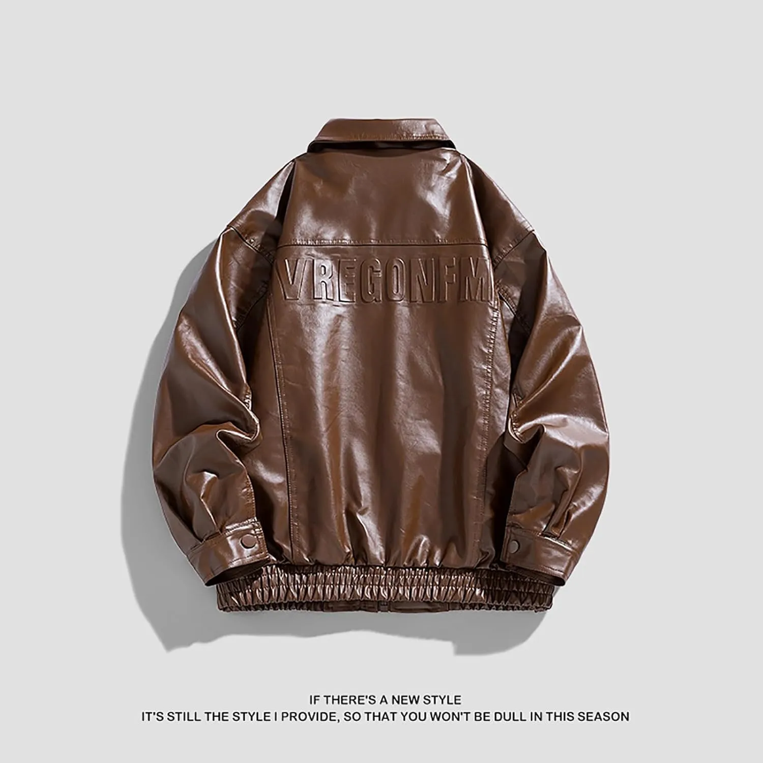 Men Oversized Leather Jackets Mens Faux Leather Bomber Jacket 90s Vintage Lapel Zip Up Biker Racing Moto Jacket