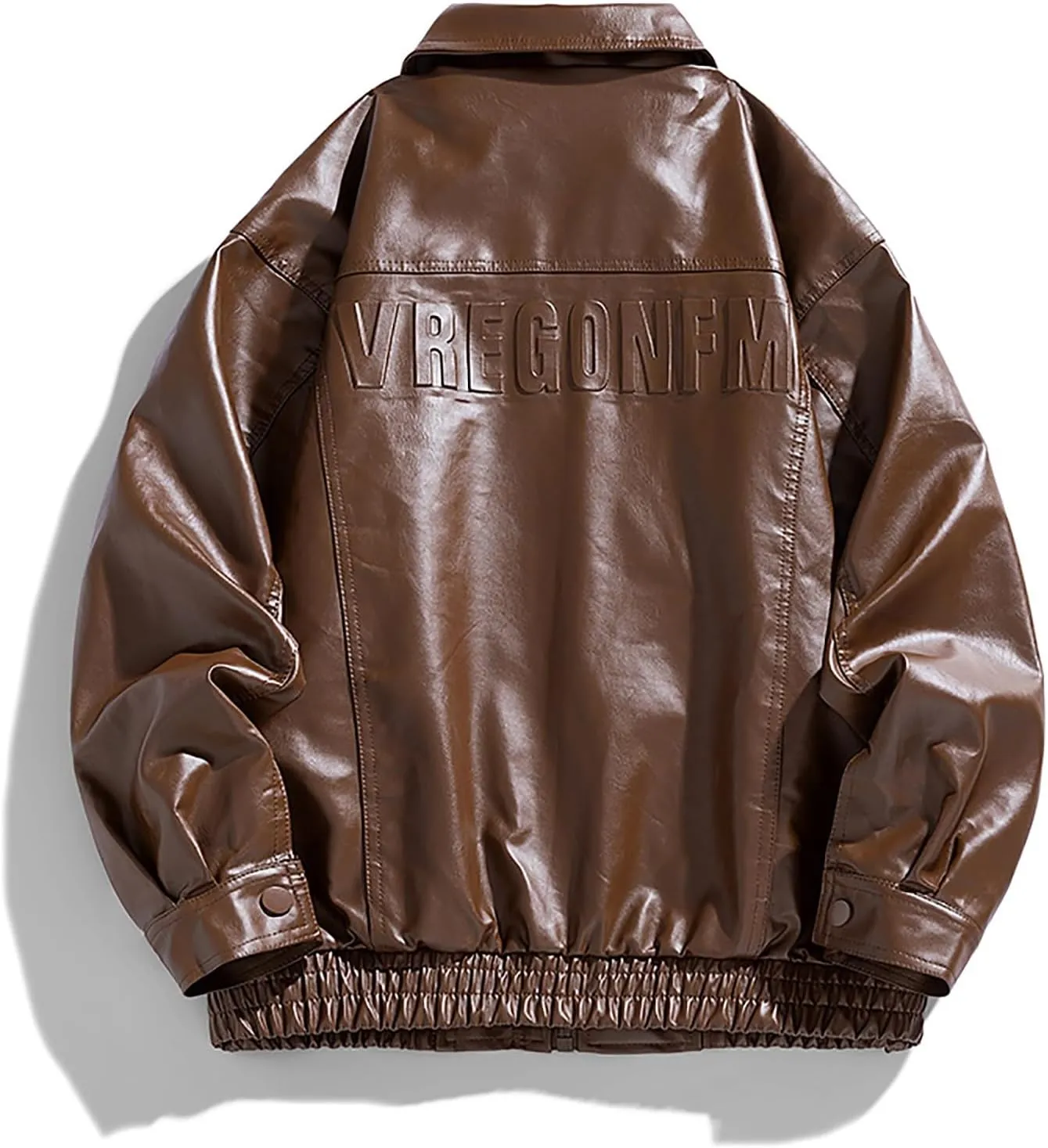 Men Oversized Leather Jackets Mens Faux Leather Bomber Jacket 90s Vintage Lapel Zip Up Biker Racing Moto Jacket