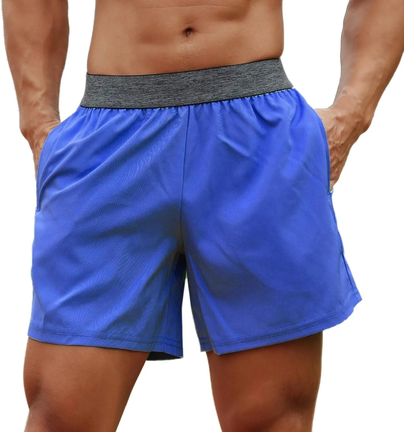 Men Sport Shorts Elastic Waist Pocket Towel Loop Running Basketball Gym Athletic Loose Fit Quick-Dry Casusal Shorts