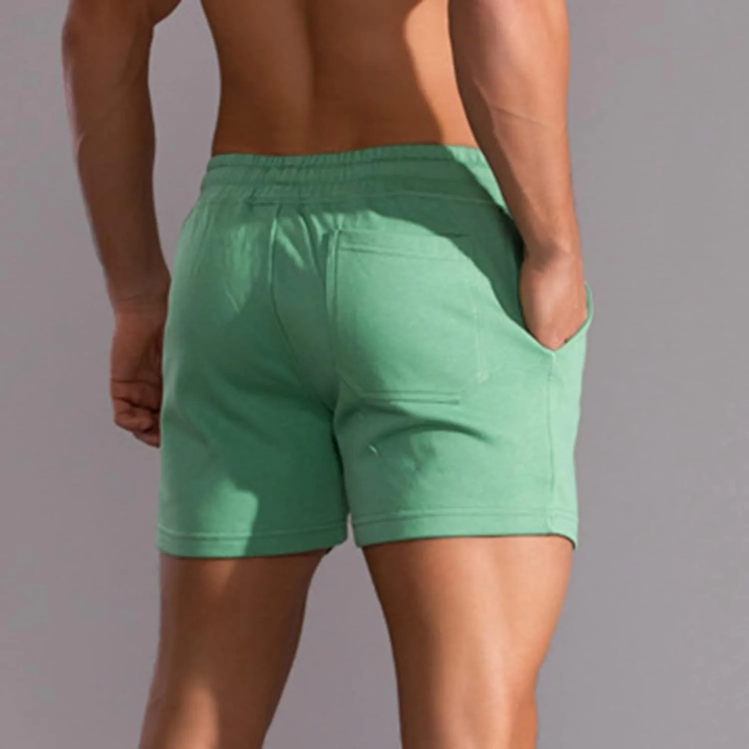 Men's 5'' Cotton Lounge Shorts Bodybuilding Workout Sport Training Shorts Elastic Weightlifting Squat Sweat Shorts