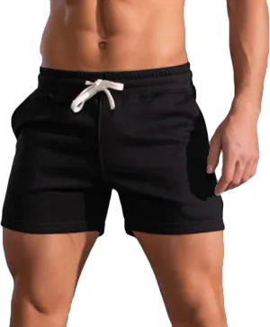 Men's 5'' Cotton Lounge Shorts Bodybuilding Workout Sport Training Shorts Elastic Weightlifting Squat Sweat Shorts