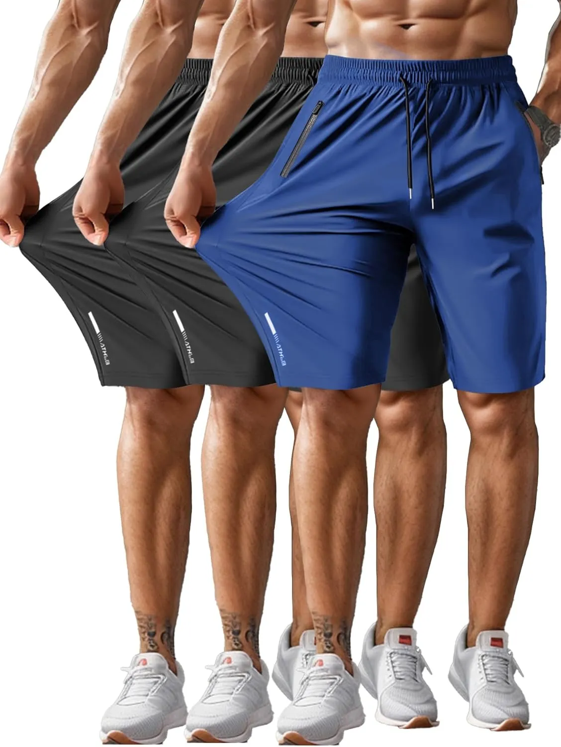 Men's Athletic Shorts Lightweight Sport,Gym,WorkoutRunning Jogging Shorts Quick Dry with Zipper Pockets