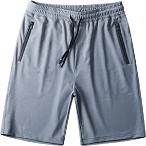 Mens Athletic Shorts with Zipper Pockets, Running Quick Dry Shorts for Men, Sports Short Gym Shorts