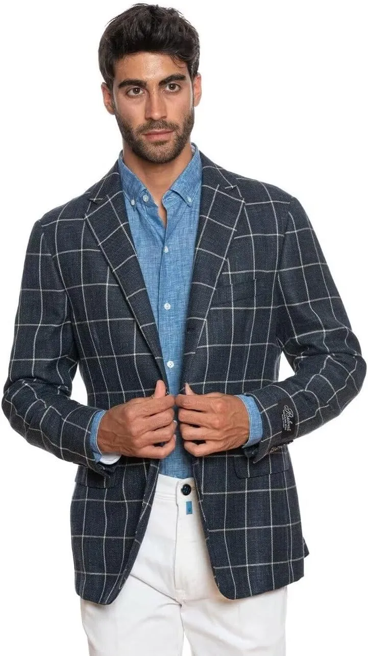 Mens Blazer Plaid Jacket Sports Coats Slim Fit Plaid Blazer for Men Wedding Prom Business
