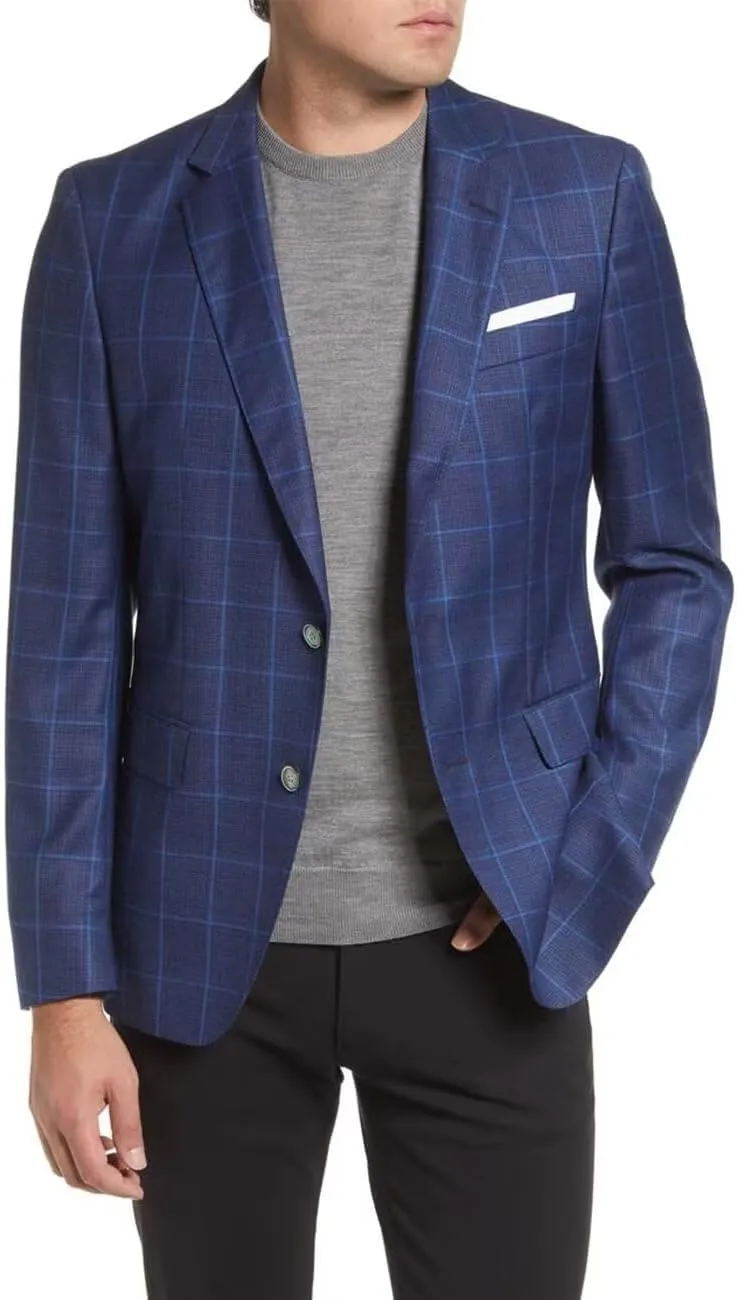 Mens Blazer Plaid Jacket Sports Coats Slim Fit Plaid Blazer for Men Wedding Prom Business