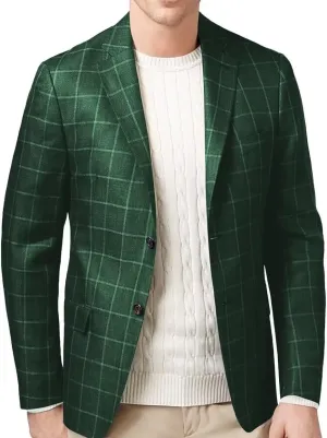 Mens Blazer Plaid Jacket Sports Coats Slim Fit Plaid Blazer for Men Wedding Prom Business