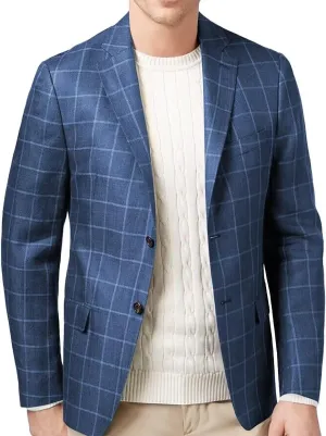 Mens Blazer Plaid Jacket Sports Coats Slim Fit Plaid Blazer for Men Wedding Prom Business
