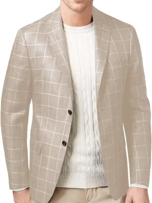 Mens Blazer Plaid Jacket Sports Coats Slim Fit Plaid Blazer for Men Wedding Prom Business