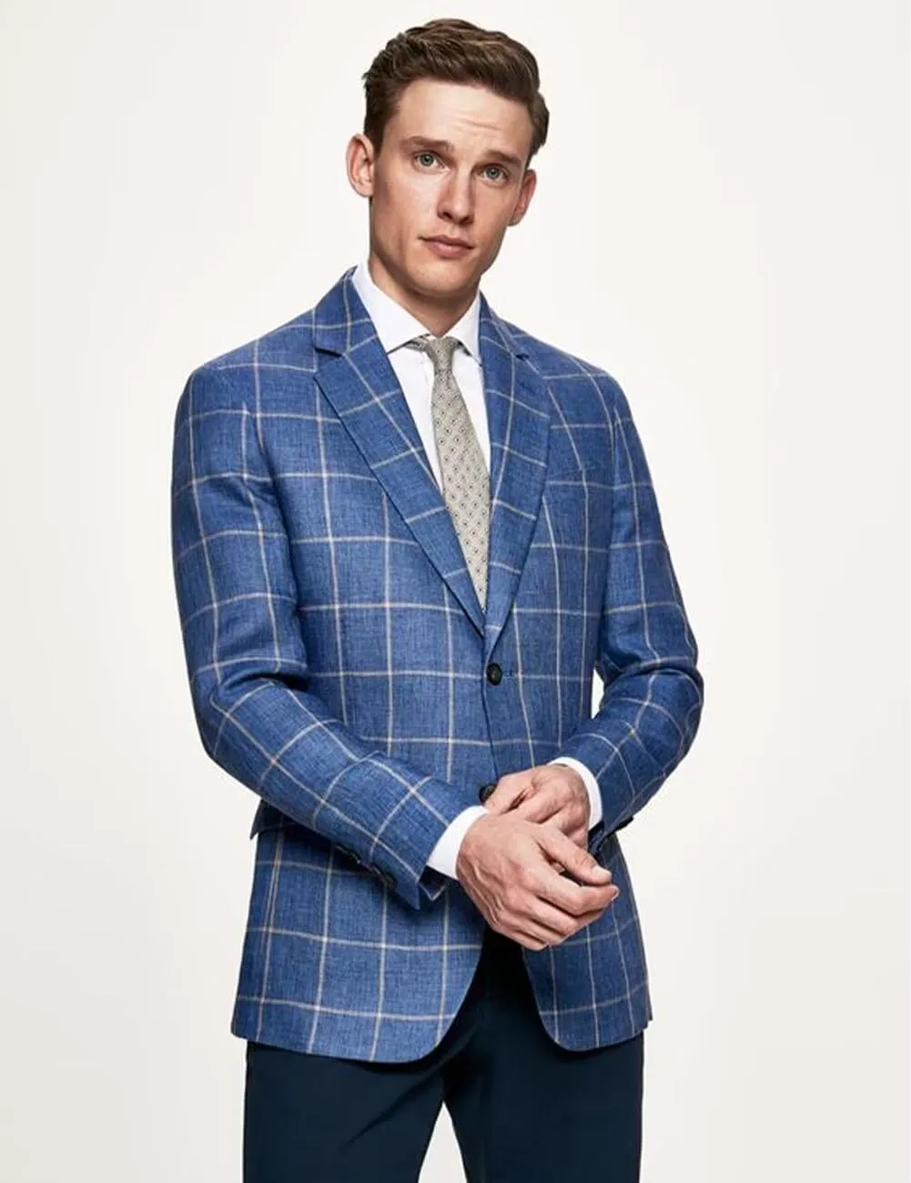 Mens Blazer Plaid Jacket Sports Coats Slim Fit Plaid Blazer for Men Wedding Prom Business