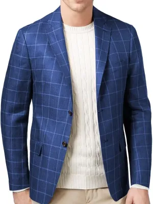 Mens Blazer Plaid Jacket Sports Coats Slim Fit Plaid Blazer for Men Wedding Prom Business