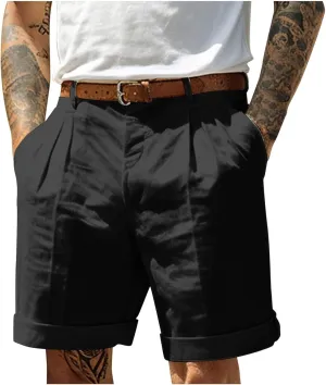 Men's Casual Shorts Lightweight Linen Short Pant Summer Hawaiian Beach Shorts Outdoor Workout Shorts