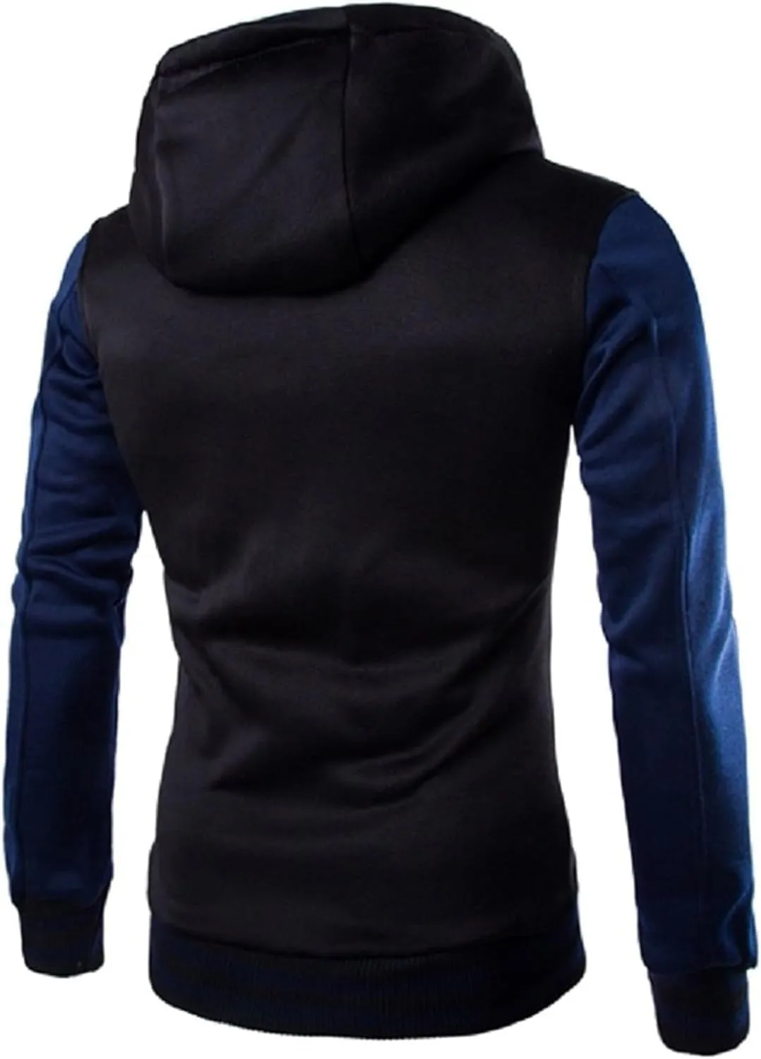 Mens Casual Sports Varsity Jacket Fashion Hooded Varsity Jacket Men Contrast Color Patchwork Baseball Jacket