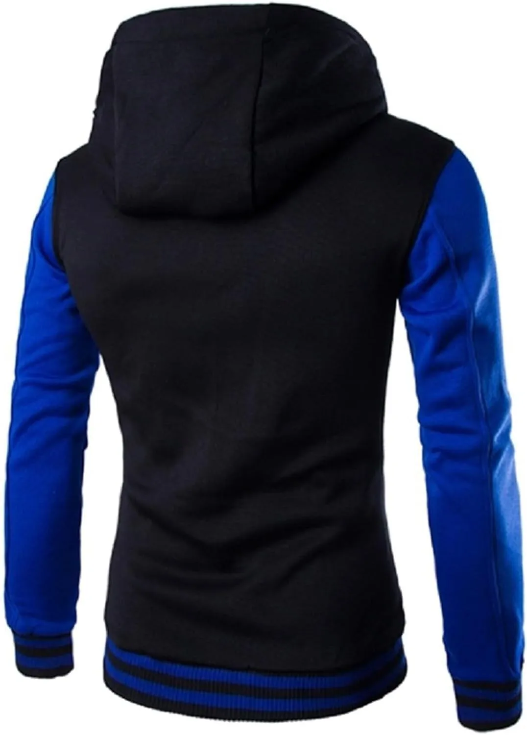Mens Casual Varsity Jacket Men Contrast Color Patchwork Baseball Jacket Sports Varsity Jacket Fashion Hooded