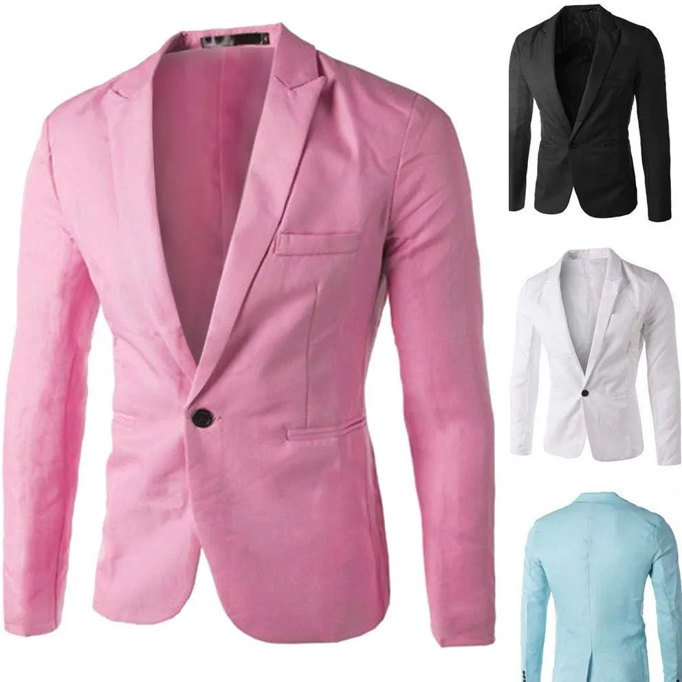 Men's Classic Casual Blazer One Button Solid Lightweight Sport Coat Slim Fit Suit Men Formal Jackets for Dinner Party Prom