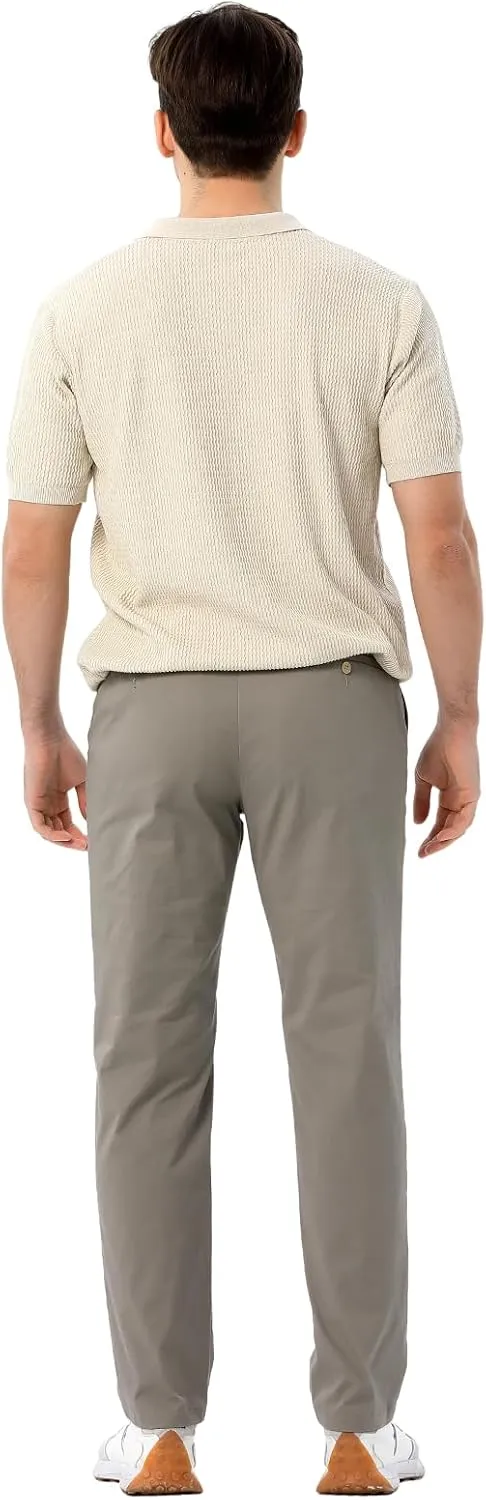 Men's Classic Fit Waist Elastic Khaki Chino Casual Dress Pants for Work Travel Weekend Date