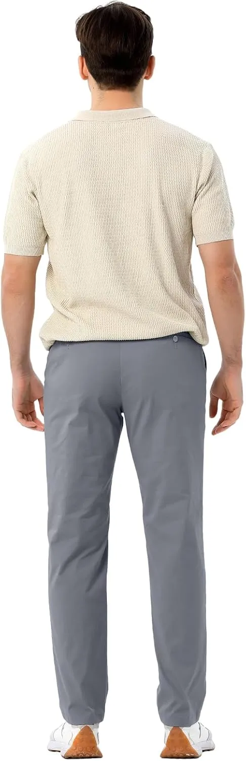 Men's Classic Fit Waist Elastic Khaki Chino Casual Dress Pants for Work Travel Weekend Date