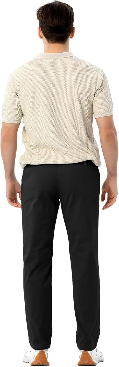 Men's Classic Fit Waist Elastic Khaki Chino Casual Dress Pants for Work Travel Weekend Date