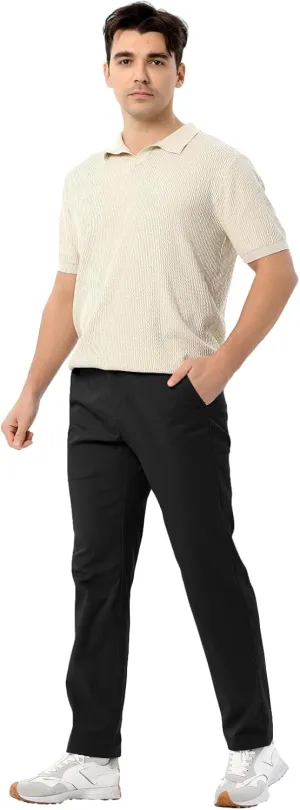 Men's Classic Fit Waist Elastic Khaki Chino Casual Dress Pants for Work Travel Weekend Date