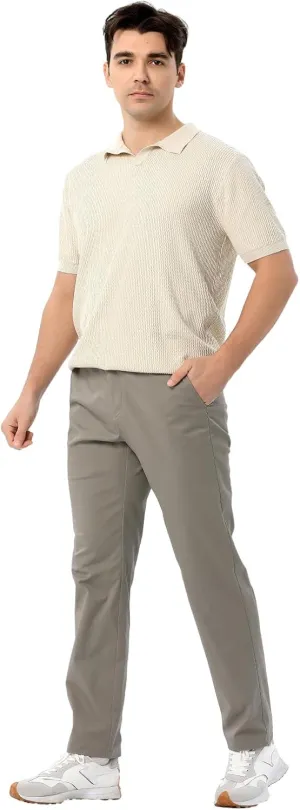 Men's Classic Fit Waist Elastic Khaki Chino Casual Dress Pants for Work Travel Weekend Date