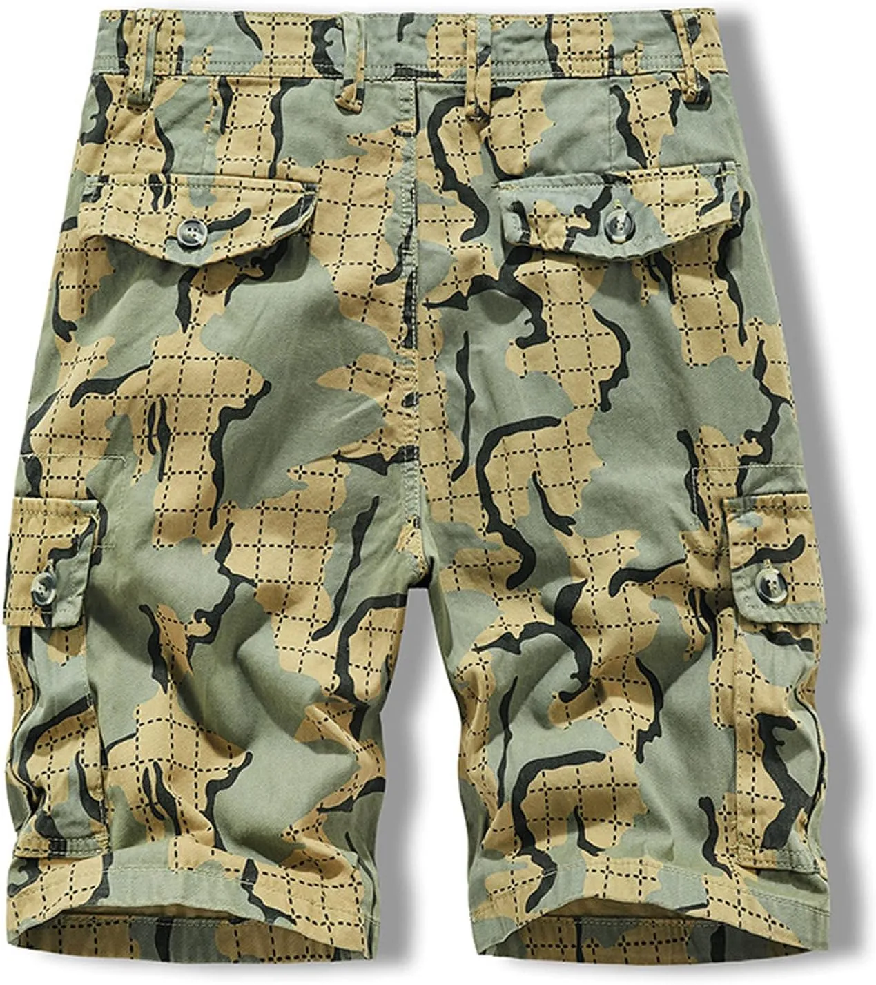 Mens Cotton Shorts Casual Camo Slim Fit Multi Pocket Zipper Straight Summer Linen Shorts Outdoor Sport Shorts