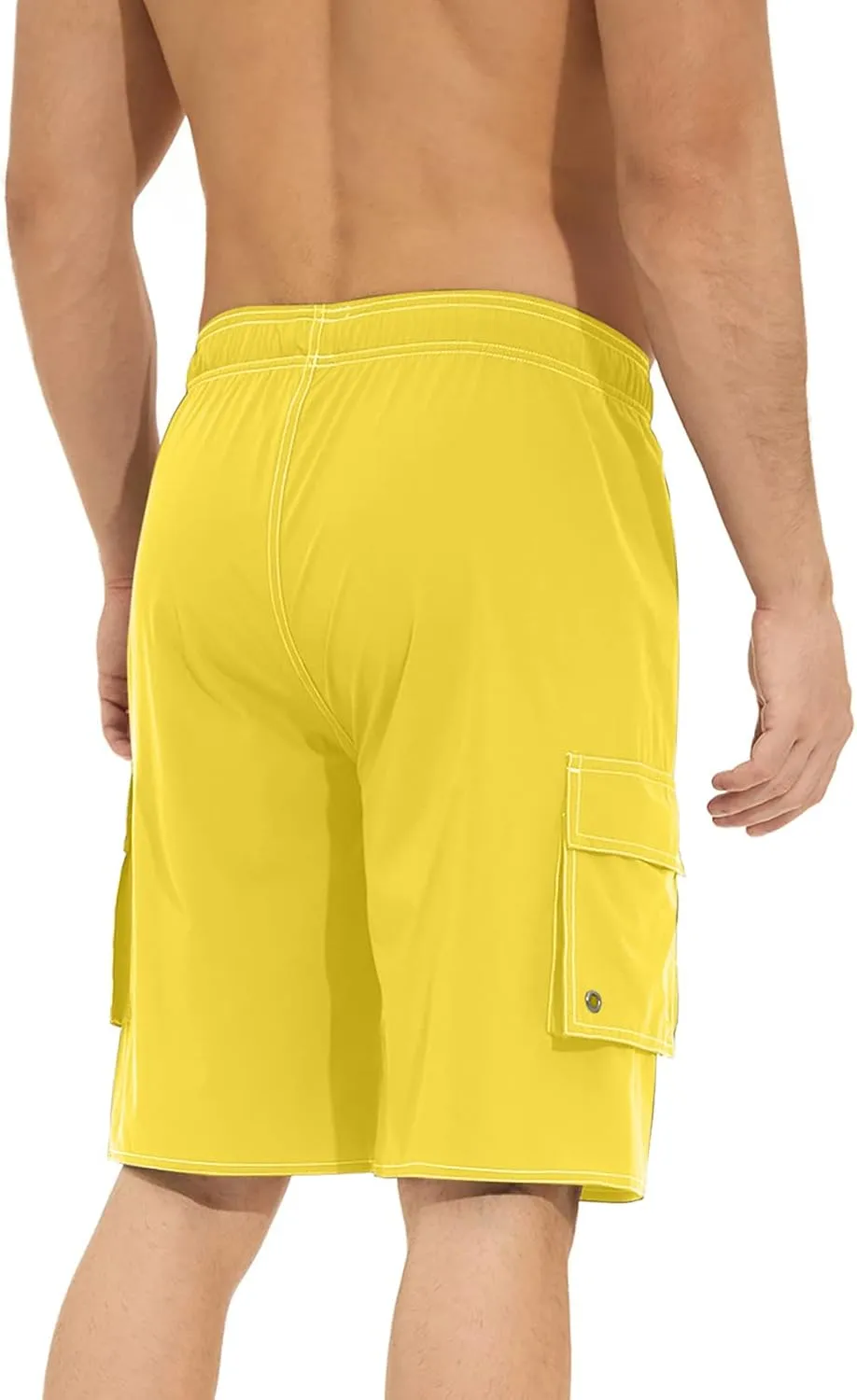 Mens Elastic Waist Cargo Shorts Casual Drawstring Linen Shorts with Pockets Classic Flex Sport Shorts 7" Inseam