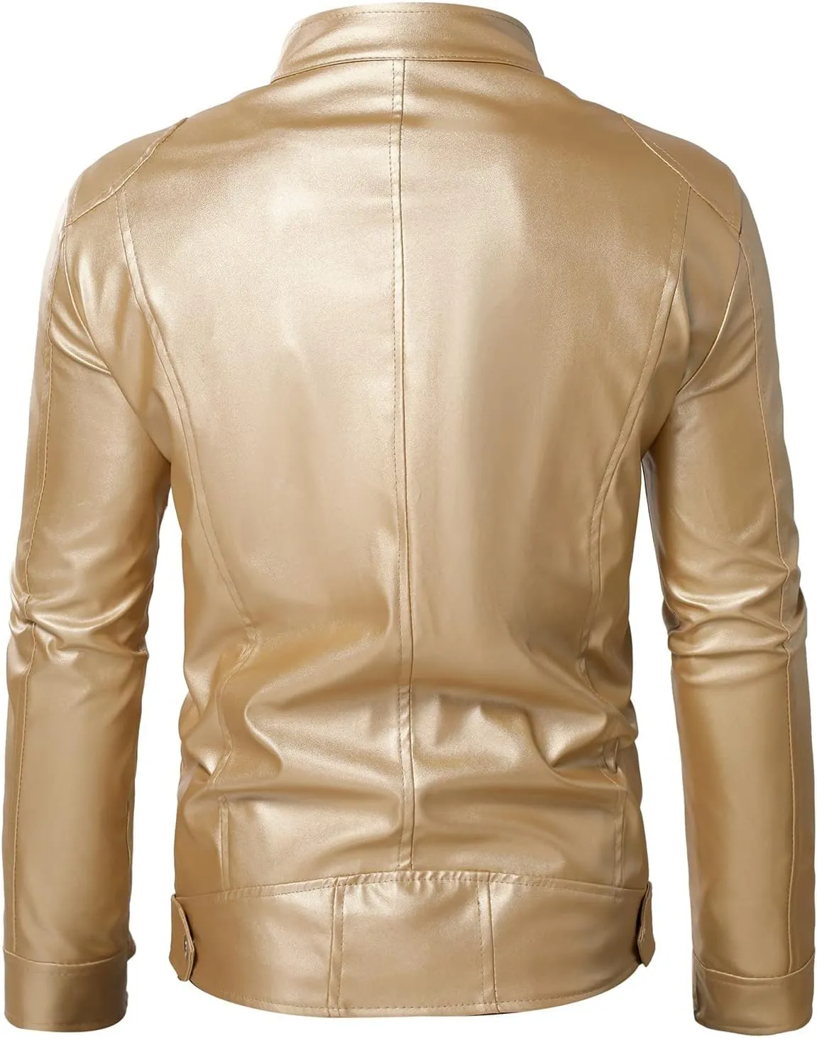 Mens Faux Leather Jacket Vintage Full Zip Vegan Faux Leather Jackets Snap Collar PU Pleather Bomber Coats Big & Tall