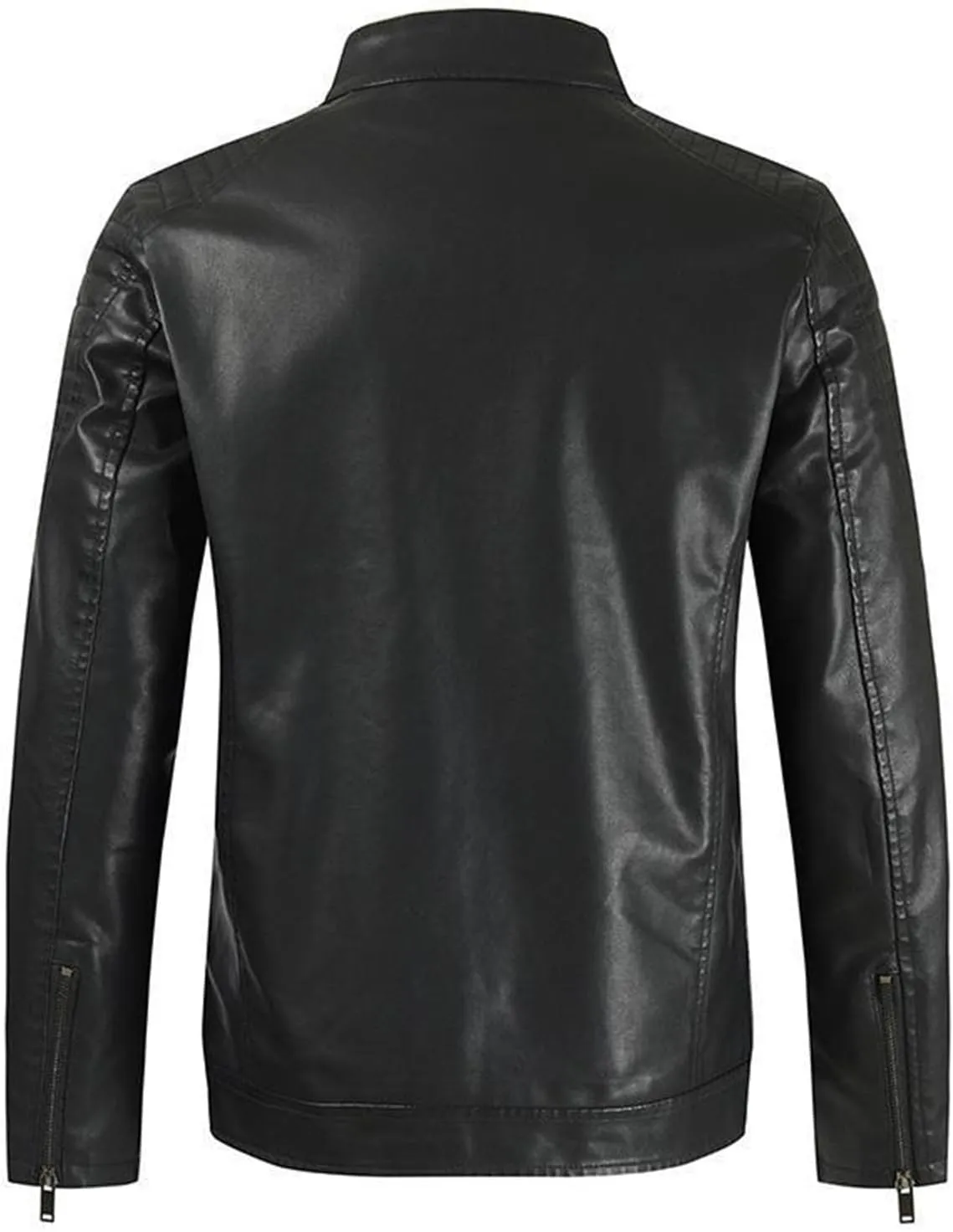 Men's Faux Leather Jackets Collar PU Pleather Motorcycle Jacket Zip Up Slim Fit Workout Retro Casual Moto Biker Coat