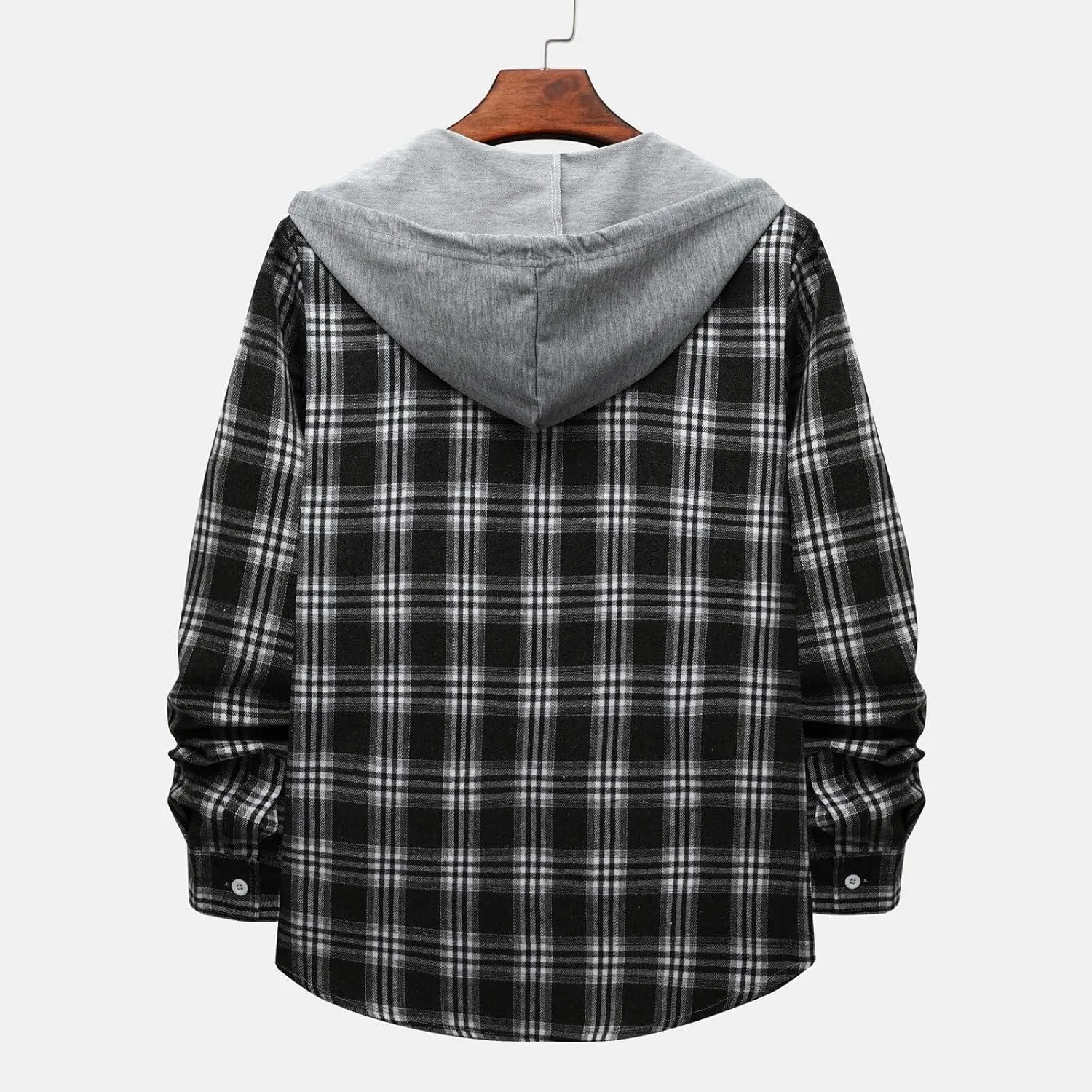 Men's Flannel Shirt Jacket Long Sleeve Plaid Shirt Lightweight Fashion Spring Fall Casual Jackets Hoodies Sweatshirt