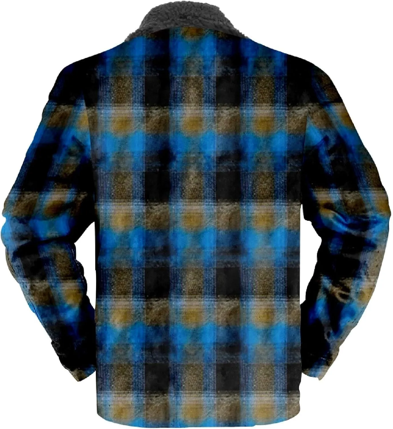 Men's Fleece Lined Sherpa Jacket Zip Up Plaid Shirts Jacket Heavyweight Winter Outdoor Thickened Thermal Coat Outwear