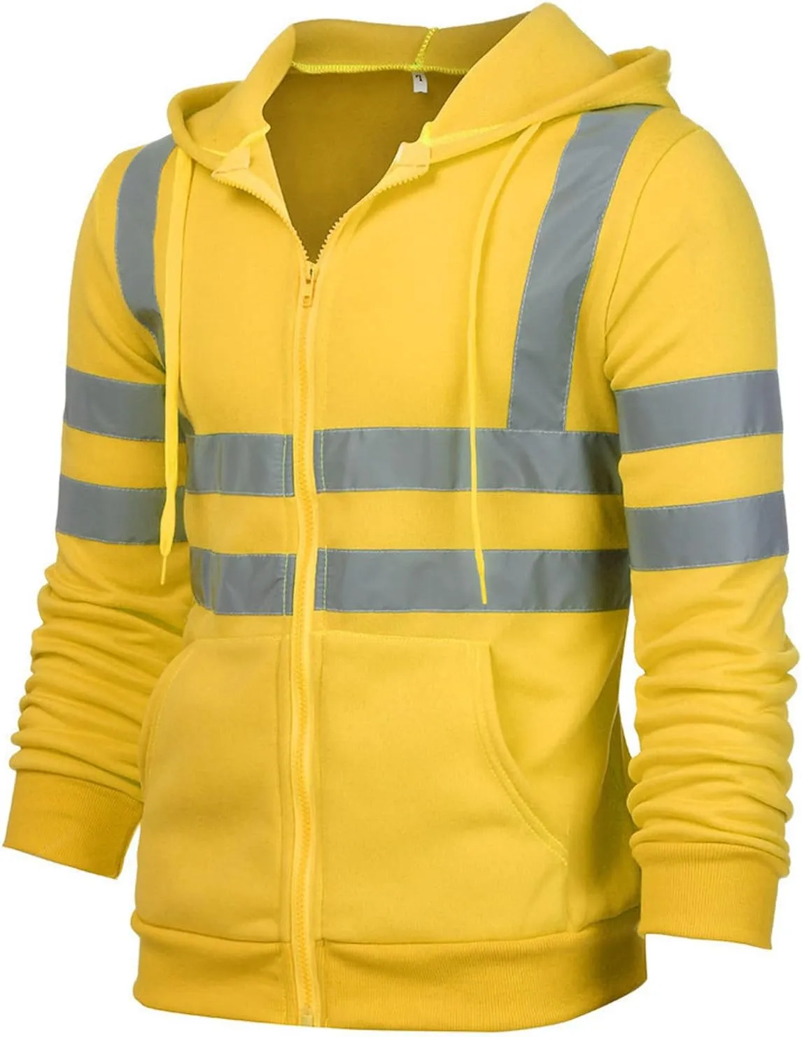 Mens High Visibility Jackets Safety Hoodies Class 3 Reflective Hi-Vis Safety Sweatshirt Fall Winter Work Coats