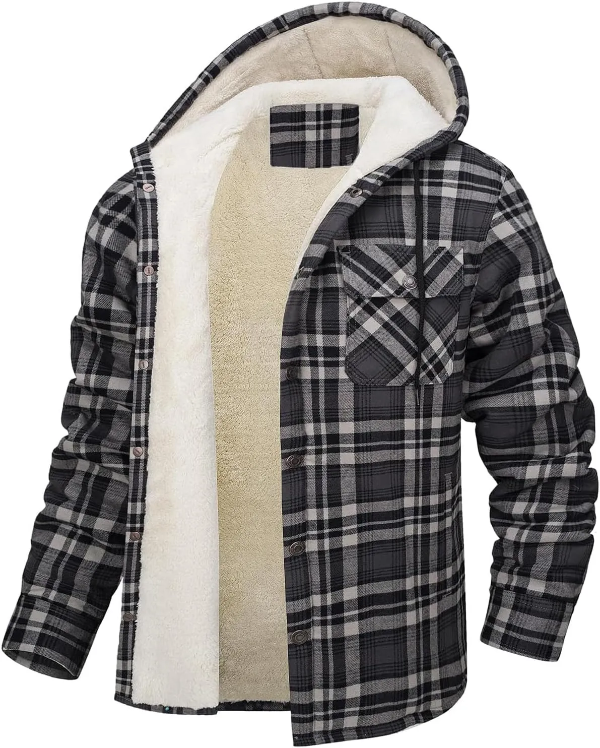 Mens Jacket Winter For Plaid Fashion Lapel Hoodies With Pockets Casual Long Sleeve Coats