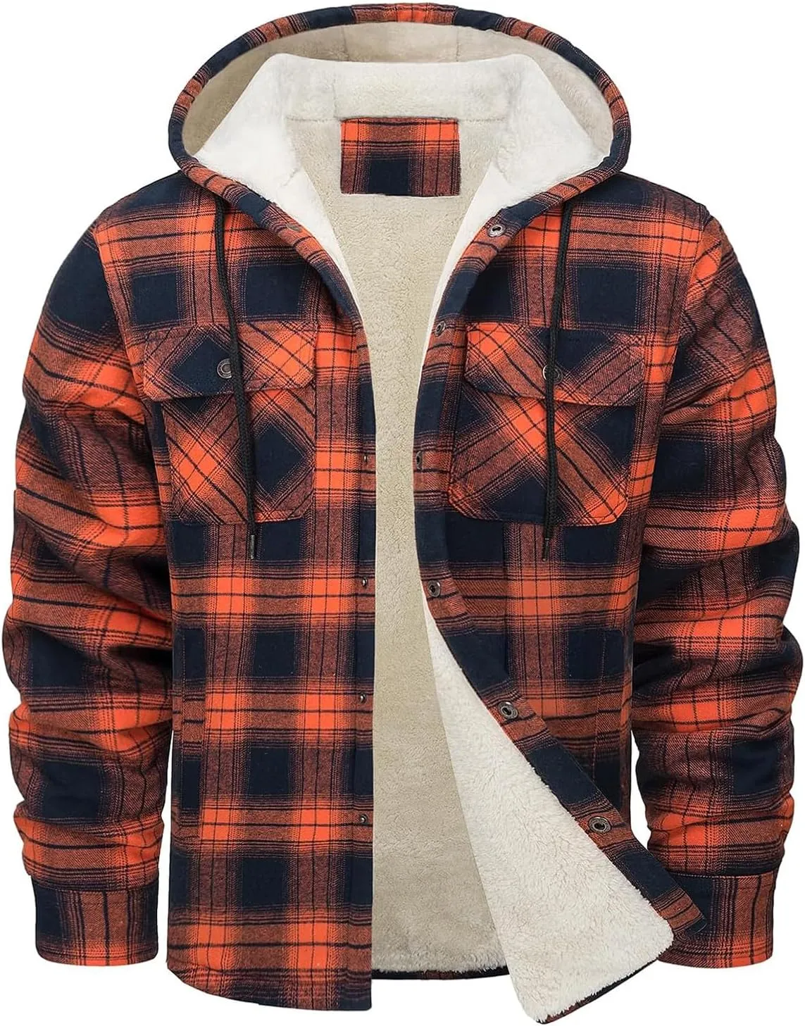 Mens Jacket Winter For Plaid Fashion Lapel Hoodies With Pockets Casual Long Sleeve Coats