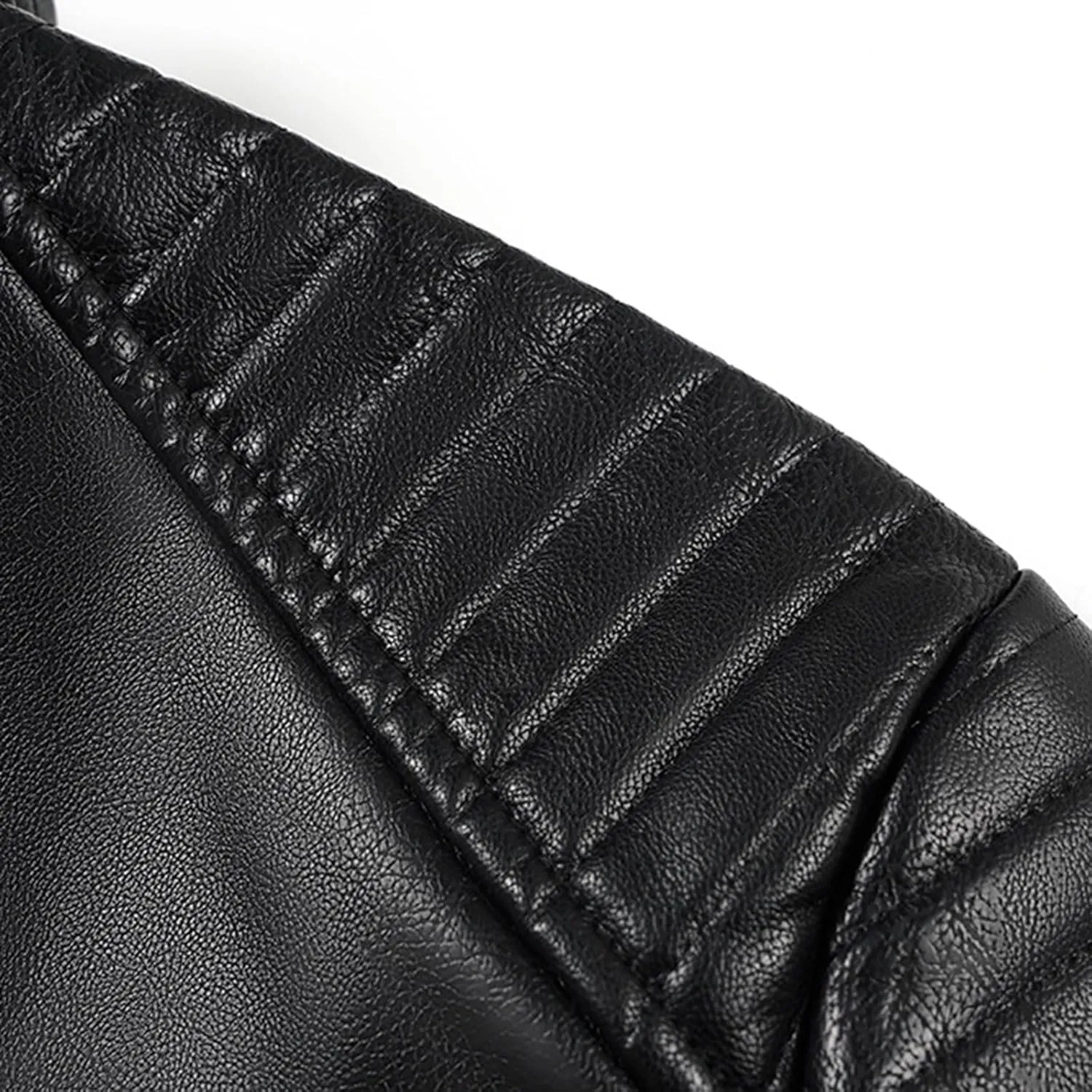 Mens Leather Jacket Vintage Motorcycle Jacket Zip up Biker Jacket Stand Collar Moto Jacket Waterproof Winter Coats