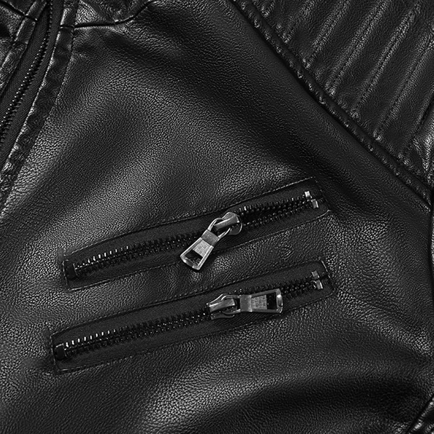 Mens Leather Jacket Vintage Motorcycle Jacket Zip up Biker Jacket Stand Collar Moto Jacket Waterproof Winter Coats