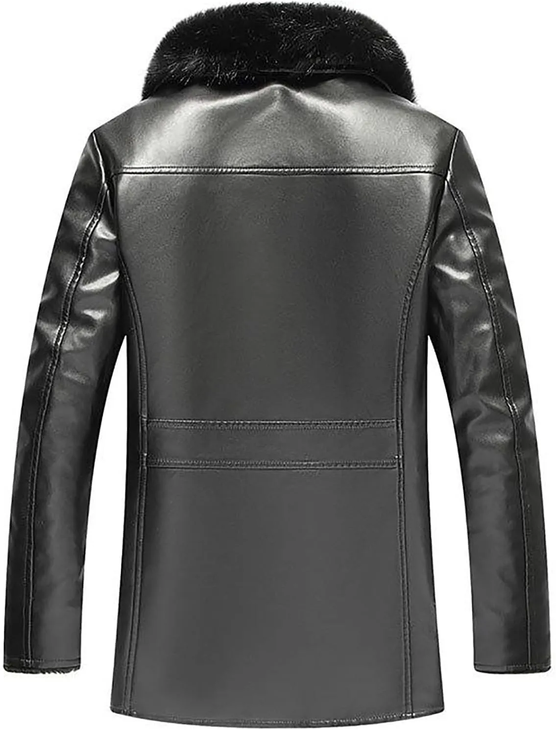 Men's Long Leather Jacket Fleece Lined Winter Motorcycle Biker Coats Thicken Warm Moto Riding Aviator Jackets