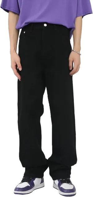 Men's Loose Wide Leg Denim Pants Large Size Minimalist Versatile Jeans Oversized Simple Baggy Straight Trousers