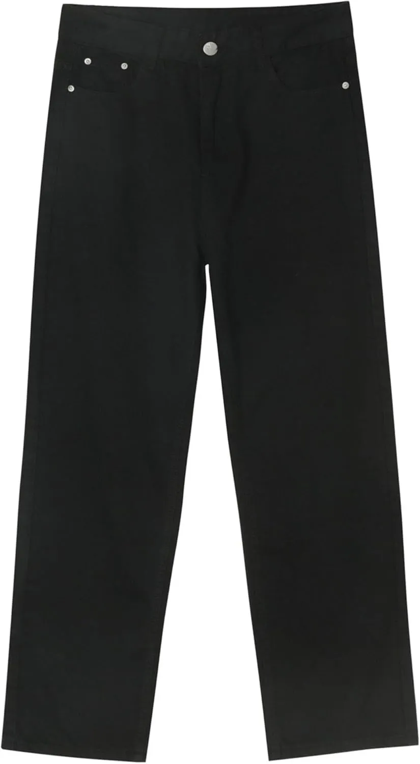 Men's Loose Wide Leg Denim Pants Large Size Minimalist Versatile Jeans Oversized Simple Baggy Straight Trousers