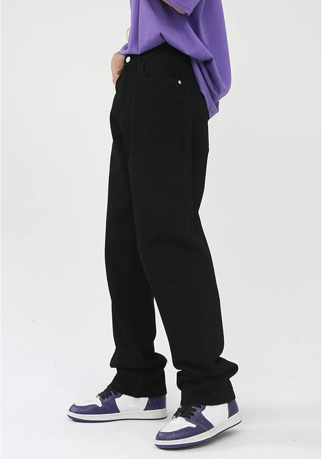 Men's Loose Wide Leg Denim Pants Large Size Minimalist Versatile Jeans Oversized Simple Baggy Straight Trousers
