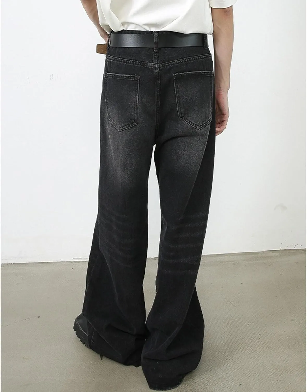 Men's Loose Wide Leg Denim Pants Large Size Minimalist Versatile Jeans Oversized Simple Baggy Straight Trousers