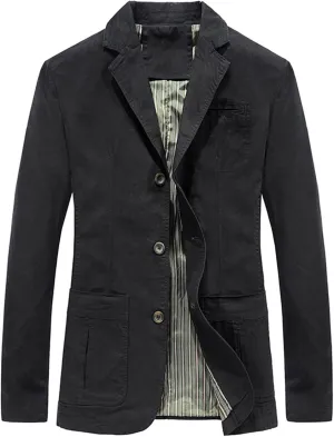 Men's Notch Lapel Distressed Blazer Classic Vintage Style Suit Jacket Solid Fashion Sport Coat Retro Trendy Outwear