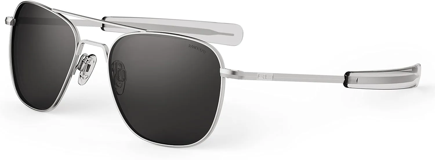 Mens or Womens Aviator Sunglasses, Matte Chrome, Classic, Polarized and Non-Polarized with UV Protection by Randolph USA